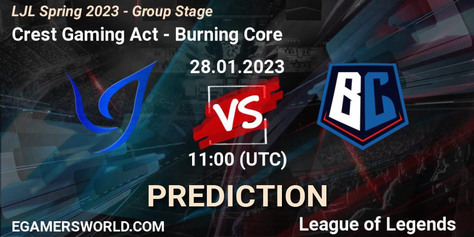 Pronóstico Crest Gaming Act - Burning Core. 28.01.23, LoL, LJL Spring 2023 - Group Stage