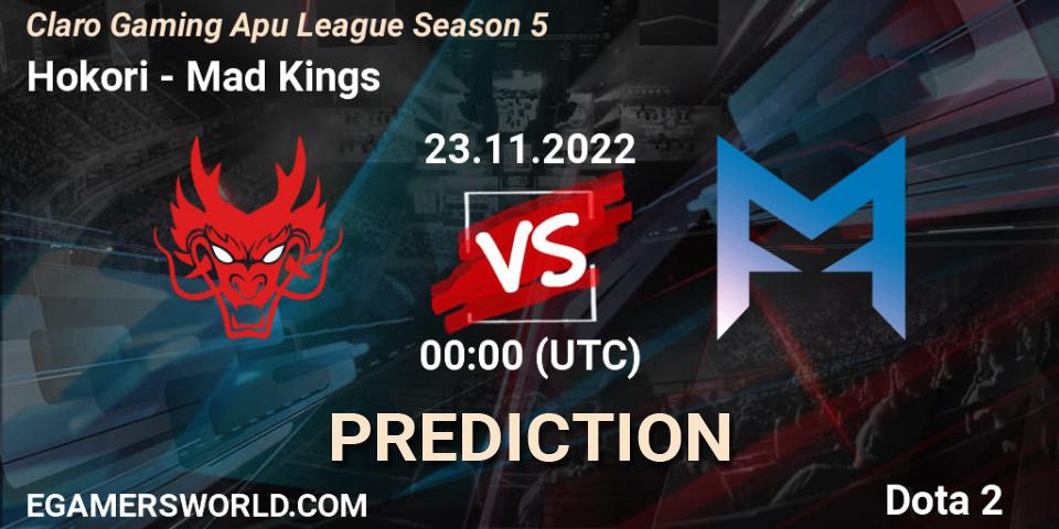 Pronóstico Hokori - Mad Kings. 23.11.2022 at 00:08, Dota 2, Claro Gaming Apu League Season 5