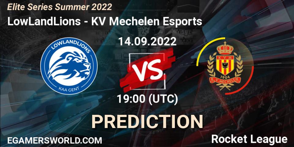 Pronóstico LowLandLions - KV Mechelen Esports. 14.09.2022 at 19:00, Rocket League, Elite Series Summer 2022