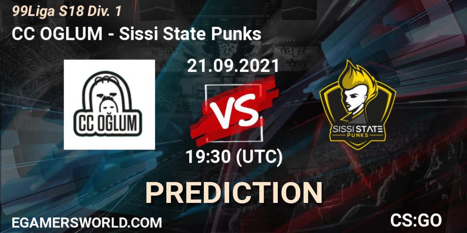Pronóstico CC OGLUM - Sissi State Punks. 13.10.2021 at 17:00, Counter-Strike (CS2), 99Liga S18 Div. 1