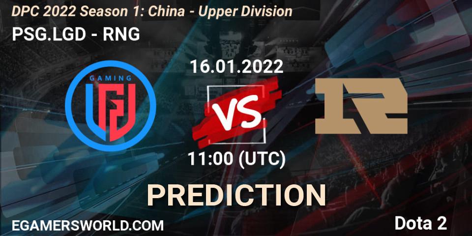 Pronóstico PSG.LGD - RNG. 16.01.22, Dota 2, DPC 2022 Season 1: China - Upper Division
