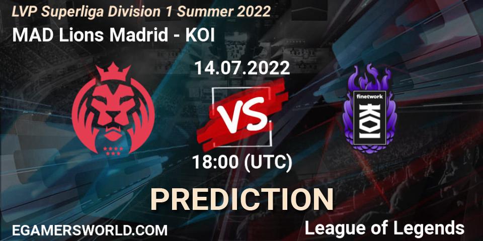 Pronóstico MAD Lions Madrid - KOI. 14.07.22, LoL, LVP Superliga Division 1 Summer 2022