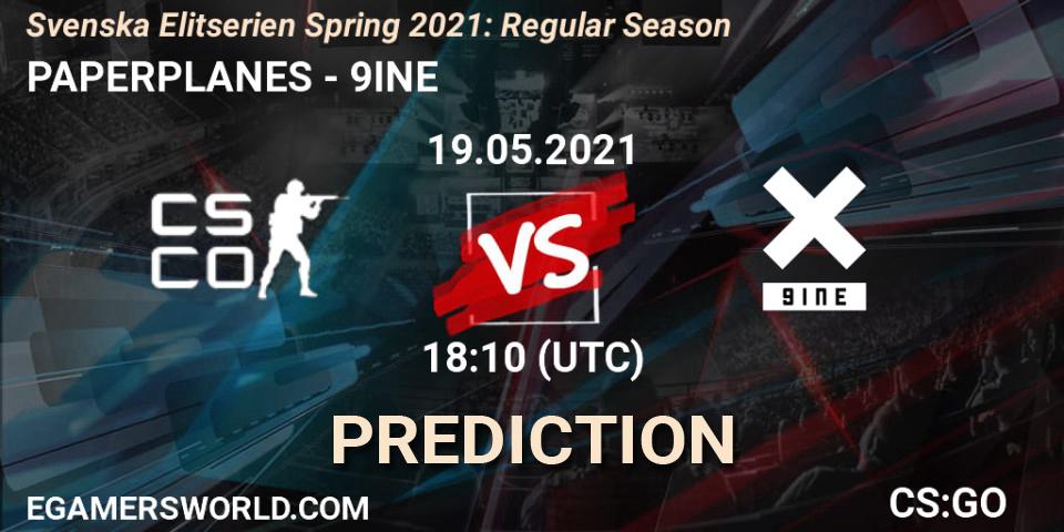 Pronóstico PAPERPLANES - 9INE. 19.05.2021 at 18:10, Counter-Strike (CS2), Svenska Elitserien Spring 2021: Regular Season