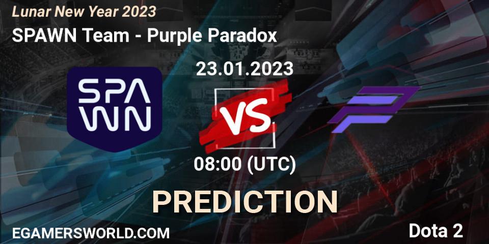 Pronóstico SPAWN Team - Purple Paradox. 23.01.23, Dota 2, Lunar New Year 2023