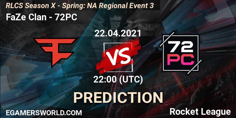 Pronóstico FaZe Clan - 72PC. 22.04.2021 at 22:00, Rocket League, RLCS Season X - Spring: NA Regional Event 3