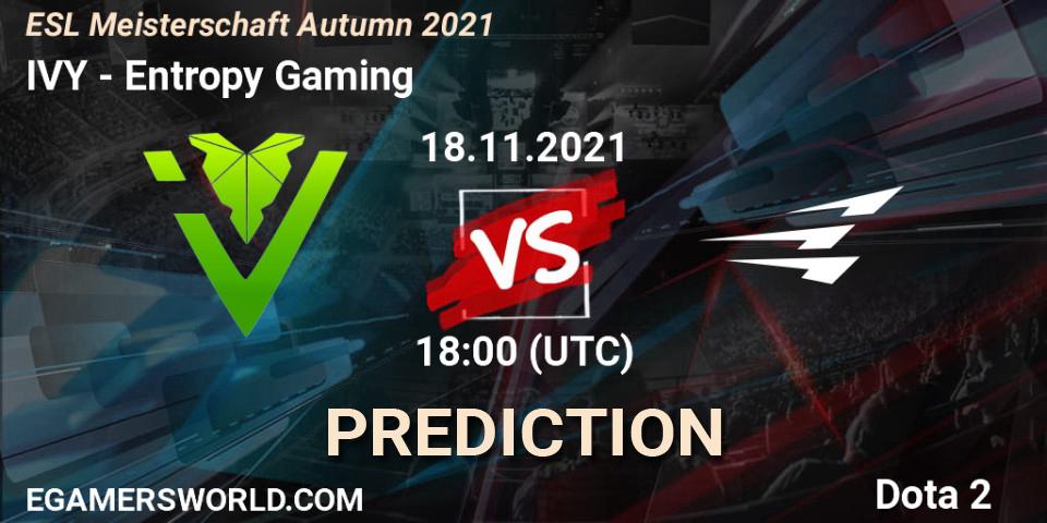 Pronóstico IVY - Entropy Gaming. 18.11.2021 at 18:08, Dota 2, ESL Meisterschaft Autumn 2021
