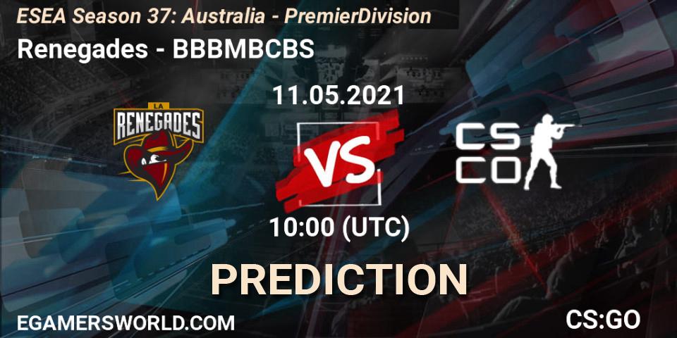 Pronóstico Renegades - BBBMBCBS. 11.05.2021 at 10:00, Counter-Strike (CS2), ESEA Season 37: Australia - Premier Division