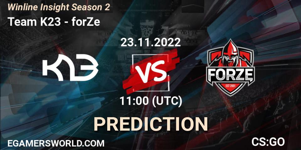 Pronóstico Team K23 - forZe. 23.11.2022 at 11:00, Counter-Strike (CS2), Winline Insight Season 2