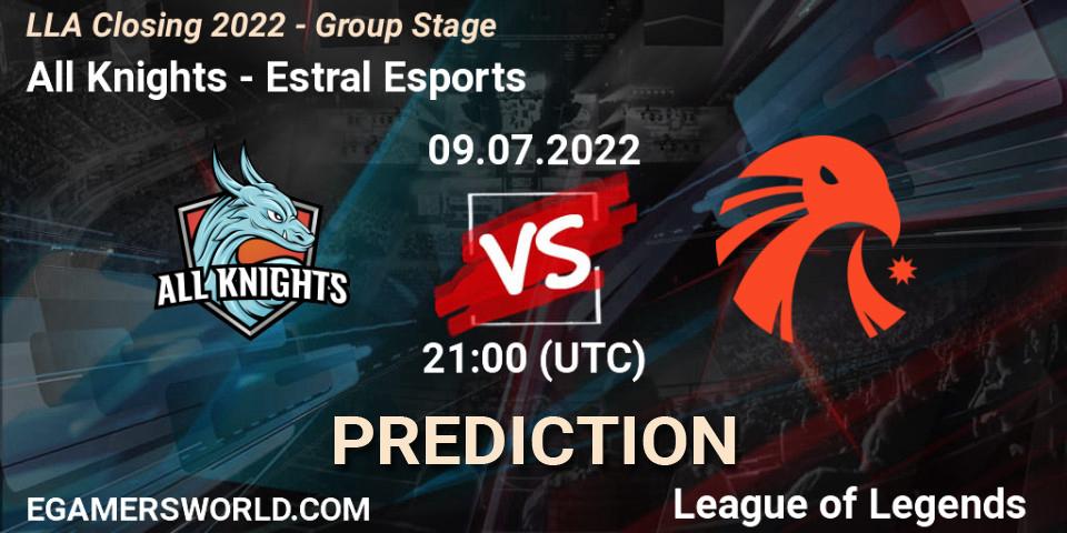 Pronóstico All Knights - Estral Esports. 09.07.2022 at 21:00, LoL, LLA Closing 2022 - Group Stage