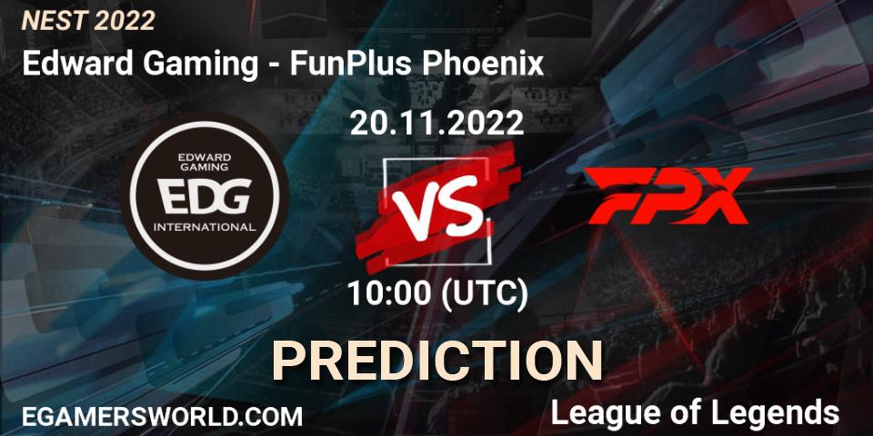 Pronóstico Edward Gaming - FunPlus Phoenix. 20.11.2022 at 10:00, LoL, NEST 2022