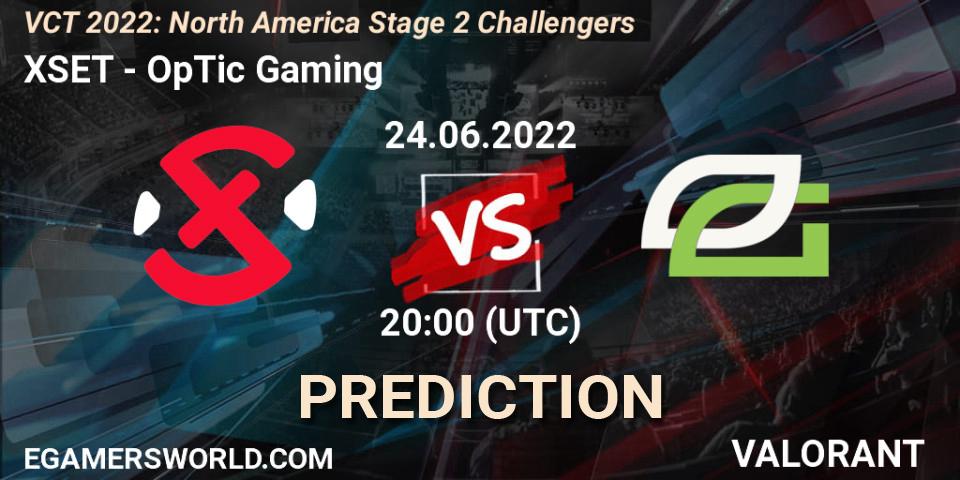 Pronóstico XSET - OpTic Gaming. 24.06.2022 at 20:15, VALORANT, VCT 2022: North America Stage 2 Challengers