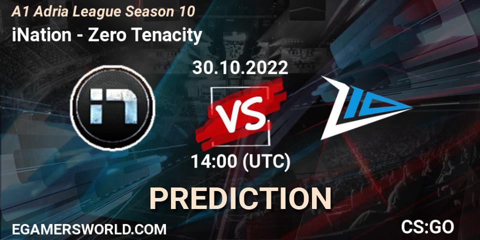 Pronóstico iNation - Zero Tenacity. 30.10.2022 at 15:00, Counter-Strike (CS2), A1 Adria League Season 10