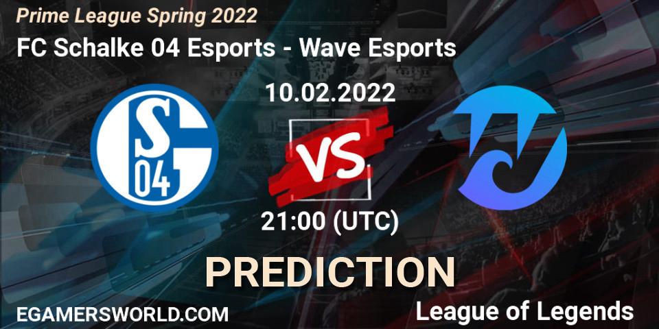 Pronóstico FC Schalke 04 Esports - Wave Esports. 10.02.2022 at 21:30, LoL, Prime League Spring 2022