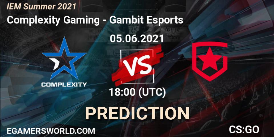 Pronóstico Complexity Gaming - Gambit Esports. 05.06.2021 at 19:10, Counter-Strike (CS2), IEM Summer 2021
