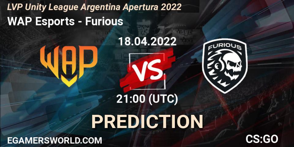 Pronóstico WAP Esports - Furious. 27.04.2022 at 21:00, Counter-Strike (CS2), LVP Unity League Argentina Apertura 2022