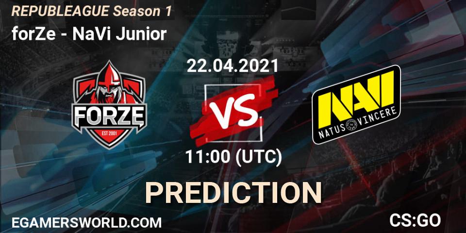Pronóstico forZe - NaVi Junior. 22.04.2021 at 11:00, Counter-Strike (CS2), REPUBLEAGUE Season 1