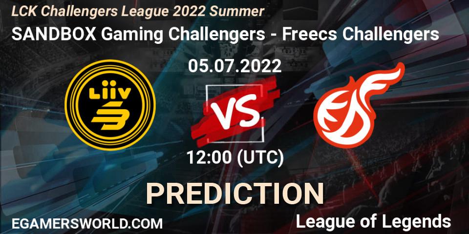 Pronóstico SANDBOX Gaming Challengers - Freecs Challengers. 05.07.22, LoL, LCK Challengers League 2022 Summer