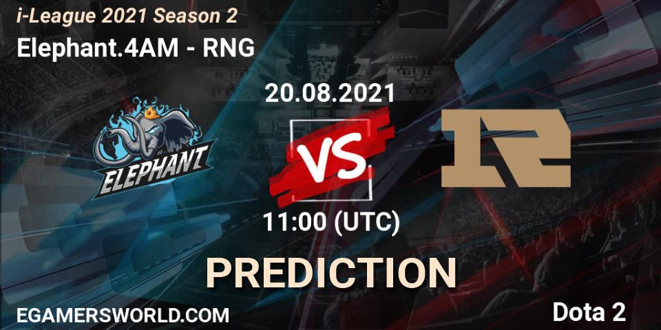 Pronóstico Elephant.4AM - RNG. 20.08.2021 at 11:04, Dota 2, i-League 2021 Season 2