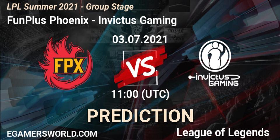 Pronóstico FunPlus Phoenix - Invictus Gaming. 03.07.21, LoL, LPL Summer 2021 - Group Stage