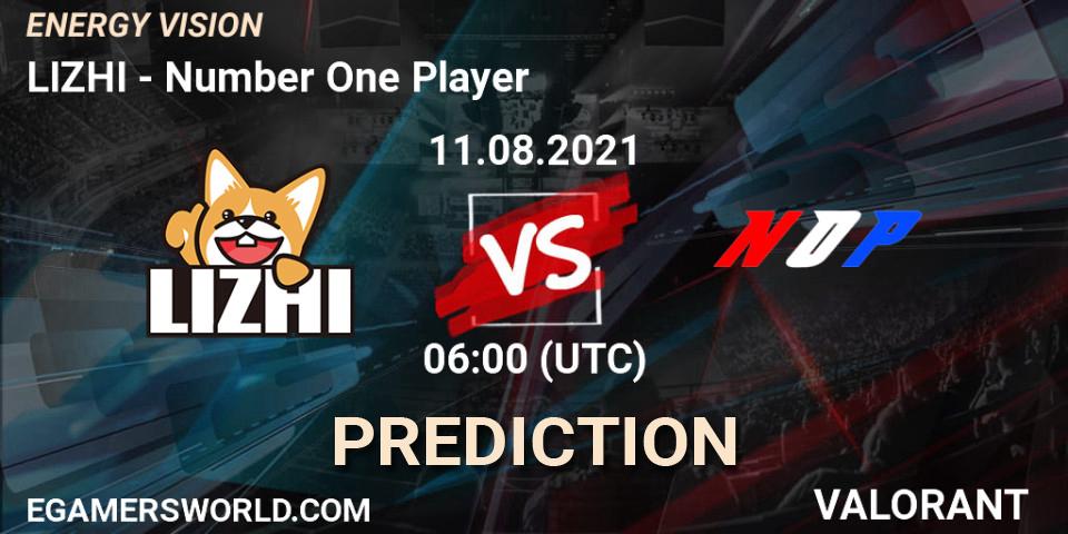 Pronóstico LIZHI - Number One Player. 11.08.2021 at 06:00, VALORANT, ENERGY VISION