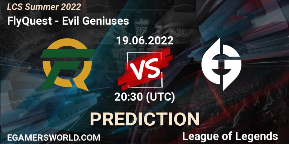 Pronóstico FlyQuest - Evil Geniuses. 19.06.2022 at 20:30, LoL, LCS Summer 2022