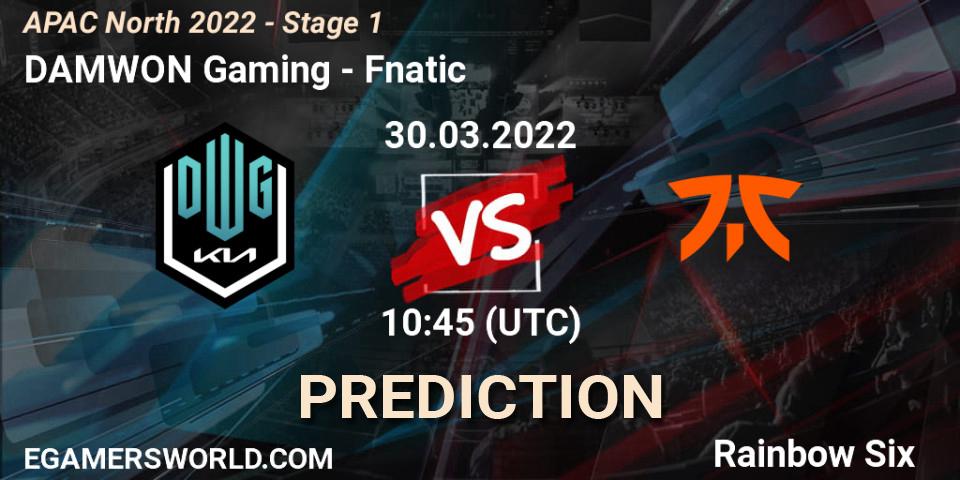 Pronóstico DAMWON Gaming - Fnatic. 30.03.2022 at 10:45, Rainbow Six, APAC North 2022 - Stage 1