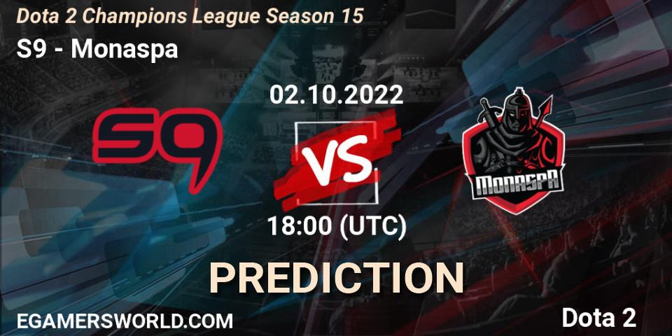 Pronóstico S9 - Monaspa. 02.10.2022 at 18:01, Dota 2, Dota 2 Champions League Season 15