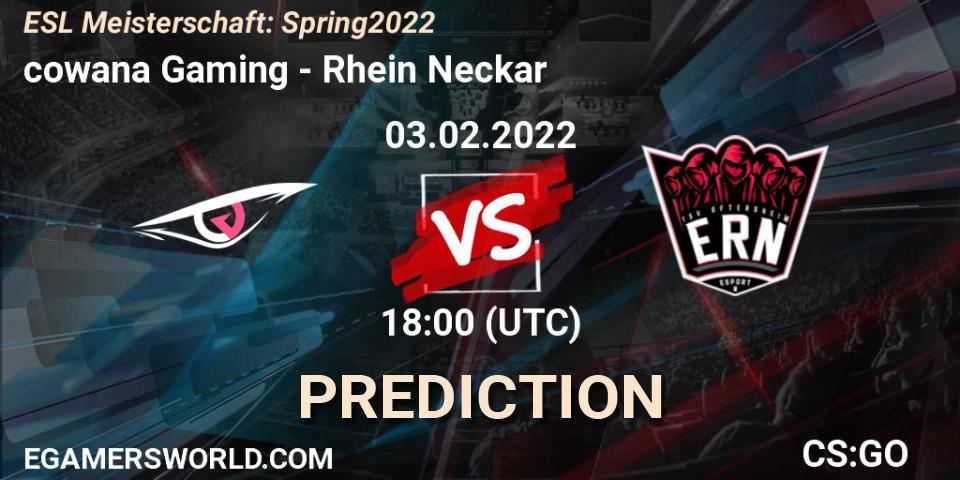 Pronóstico cowana Gaming - Rhein Neckar. 03.02.2022 at 18:00, Counter-Strike (CS2), ESL Meisterschaft: Spring 2022