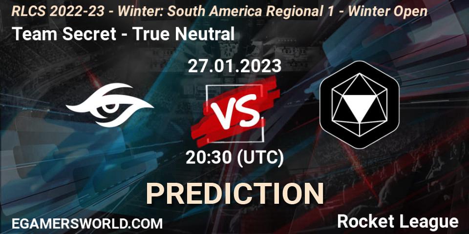 Pronóstico Team Secret - True Neutral. 27.01.2023 at 20:30, Rocket League, RLCS 2022-23 - Winter: South America Regional 1 - Winter Open