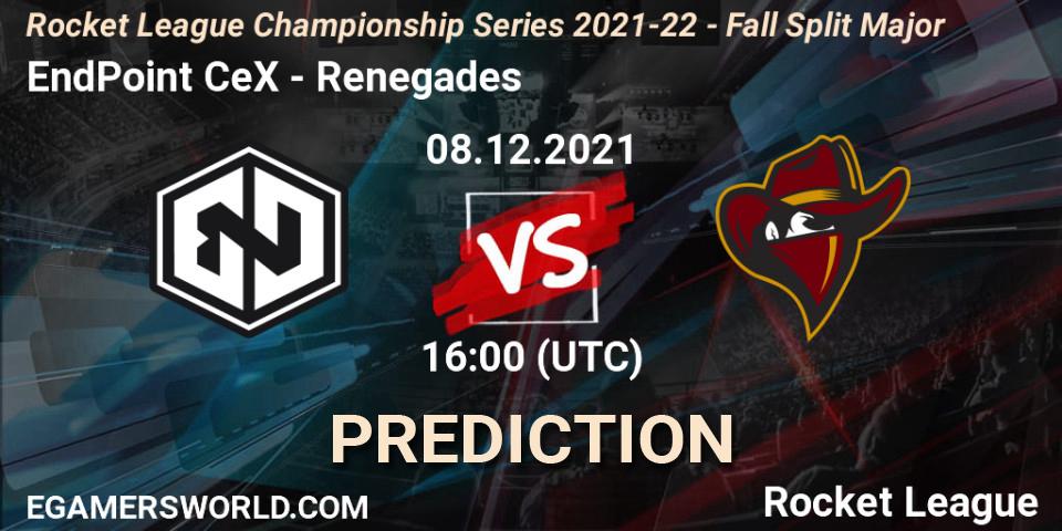 Pronóstico EndPoint CeX - Renegades. 08.12.2021 at 18:00, Rocket League, RLCS 2021-22 - Fall Split Major