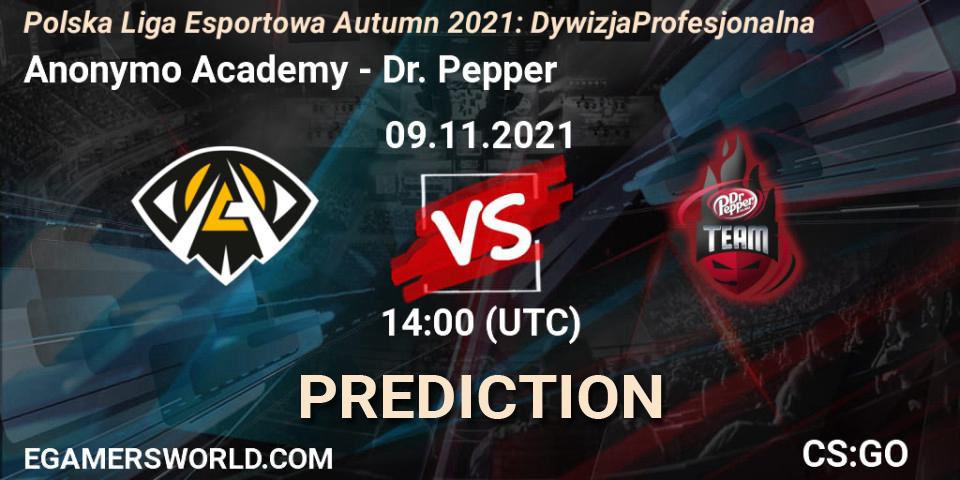 Pronóstico Anonymo Academy - Dr. Pepper. 09.11.2021 at 20:20, Counter-Strike (CS2), Polska Liga Esportowa Autumn 2021: Dywizja Profesjonalna