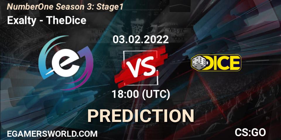 Pronóstico Exalty - TheDice. 03.02.2022 at 19:00, Counter-Strike (CS2), NumberOne Season 3: Stage 1
