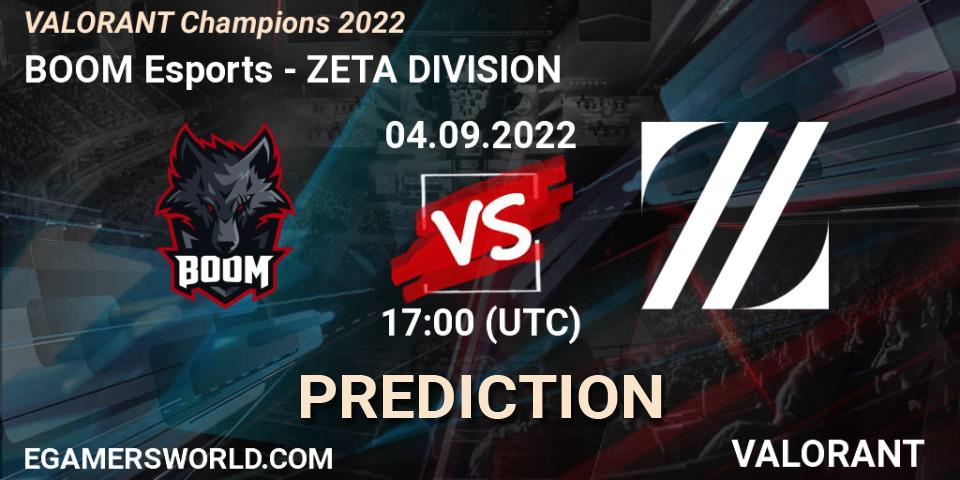 Pronóstico BOOM Esports - ZETA DIVISION. 04.09.2022 at 12:15, VALORANT, VALORANT Champions 2022