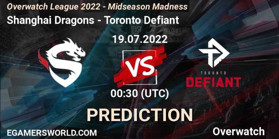 Pronóstico Shanghai Dragons - Toronto Defiant. 19.07.2022 at 03:00, Overwatch, Overwatch League 2022 - Midseason Madness