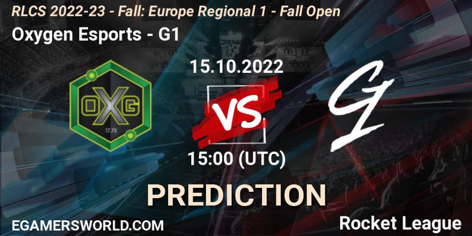 Pronóstico Oxygen Esports - G1. 15.10.2022 at 15:00, Rocket League, RLCS 2022-23 - Fall: Europe Regional 1 - Fall Open