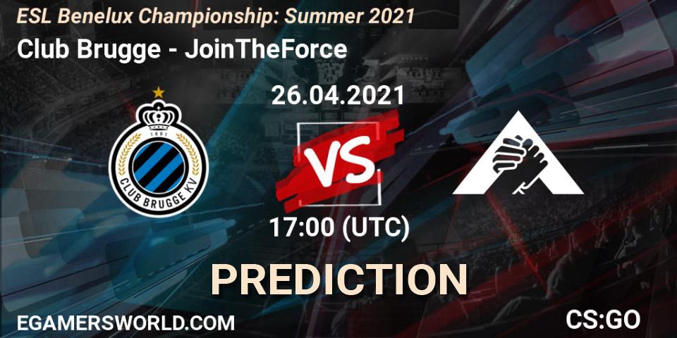Pronóstico Club Brugge - JoinTheForce. 26.04.2021 at 17:00, Counter-Strike (CS2), ESL Benelux Championship: Summer 2021
