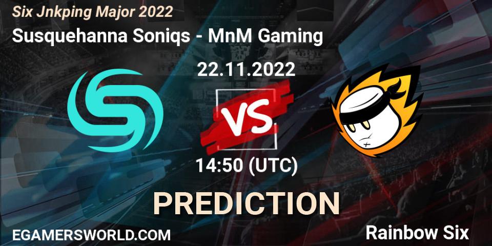 Pronóstico Susquehanna Soniqs - MnM Gaming. 22.11.2022 at 14:50, Rainbow Six, Six Jönköping Major 2022