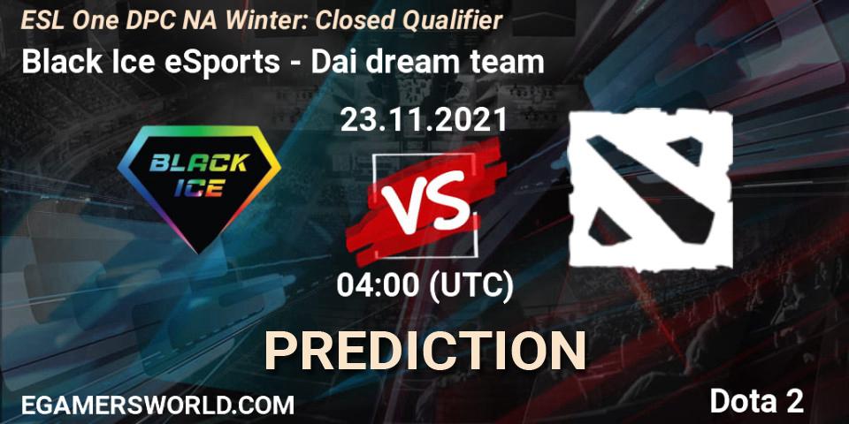 Pronóstico Black Ice eSports - Dai dream team. 23.11.2021 at 04:24, Dota 2, DPC 2022 Season 1: North America - Closed Qualifier (ESL One Winter 2021)