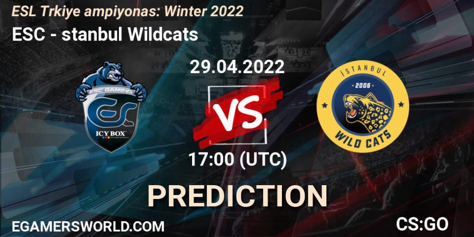 Pronóstico ESC - İstanbul Wildcats. 29.04.2022 at 17:00, Counter-Strike (CS2), ESL Türkiye Şampiyonası: Winter 2022