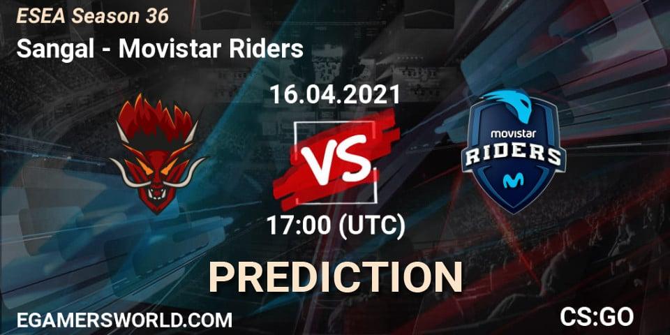 Pronóstico Sangal - Movistar Riders. 16.04.2021 at 17:00, Counter-Strike (CS2), ESEA Premier Season 36 Europe Relegation