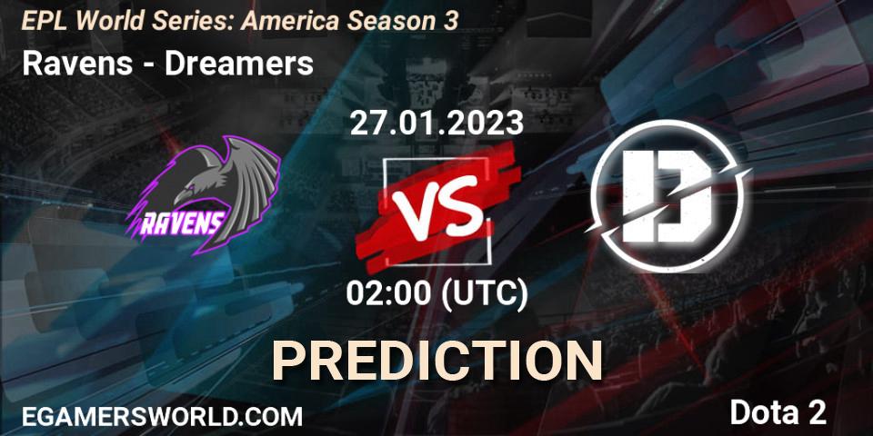 Pronóstico Ravens - Dreamers. 27.01.23, Dota 2, EPL World Series: America Season 3