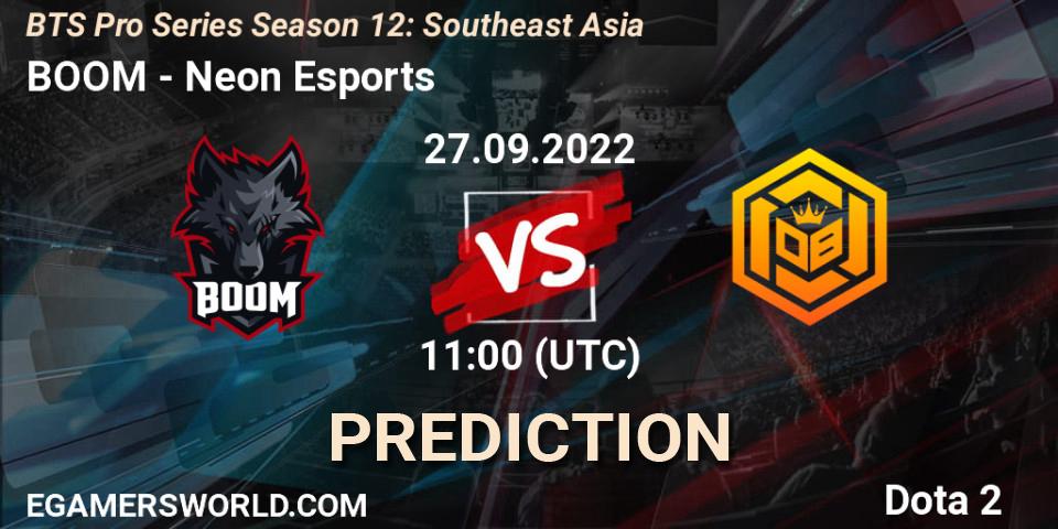 Pronóstico BOOM - Neon Esports. 27.09.2022 at 12:05, Dota 2, BTS Pro Series Season 12: Southeast Asia