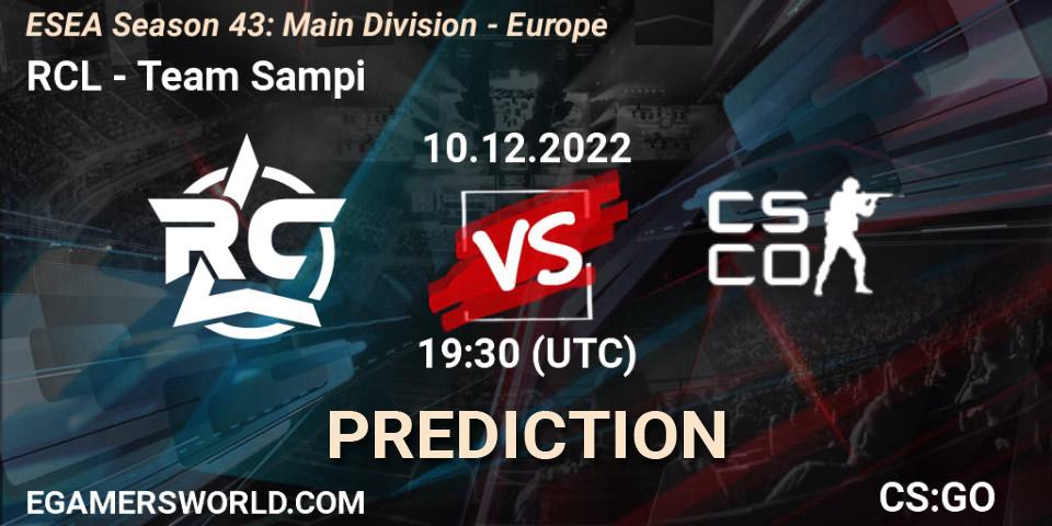 Pronóstico RCL - Team Sampi. 10.12.2022 at 19:30, Counter-Strike (CS2), ESEA Season 43: Main Division - Europe