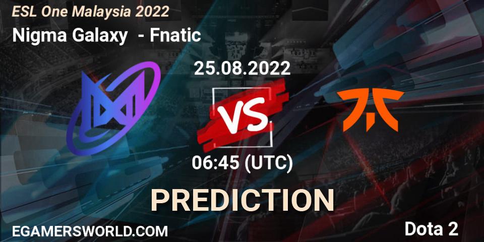 Pronóstico Nigma Galaxy - Fnatic. 25.08.2022 at 06:57, Dota 2, ESL One Malaysia 2022