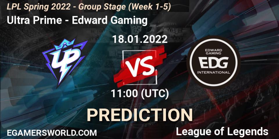 Pronóstico Ultra Prime - Edward Gaming. 18.01.2022 at 11:30, LoL, LPL Spring 2022 - Group Stage (Week 1-5)