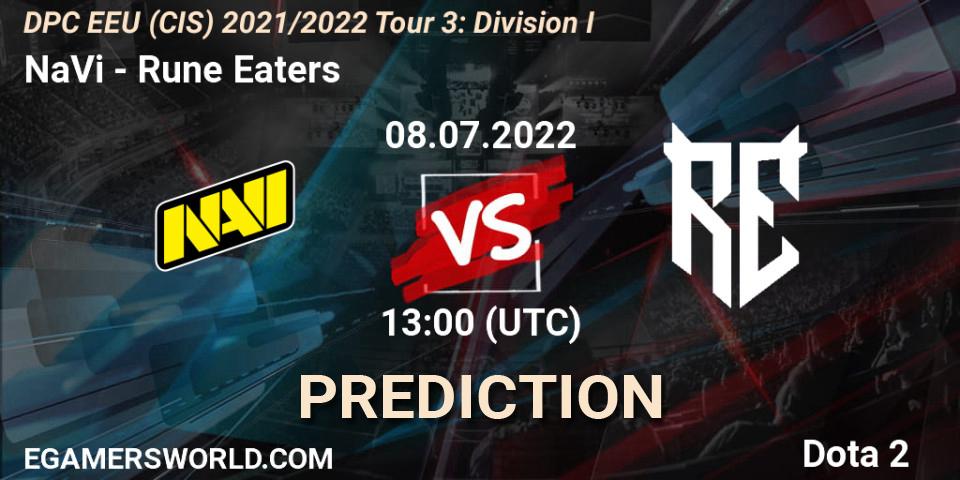 Pronóstico NaVi - Rune Eaters. 08.07.2022 at 13:00, Dota 2, DPC EEU (CIS) 2021/2022 Tour 3: Division I