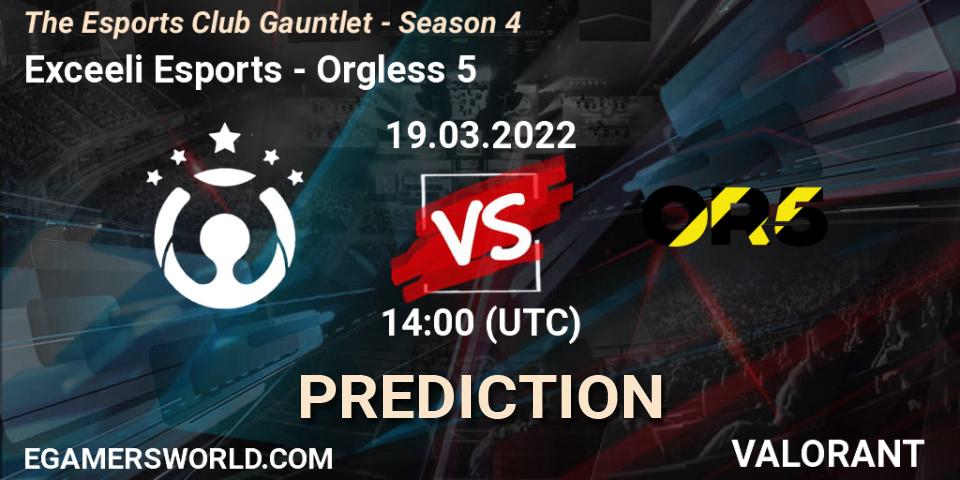 Pronóstico Exceeli Esports - Orgless 5. 20.03.2022 at 14:00, VALORANT, The Esports Club Gauntlet - Season 4