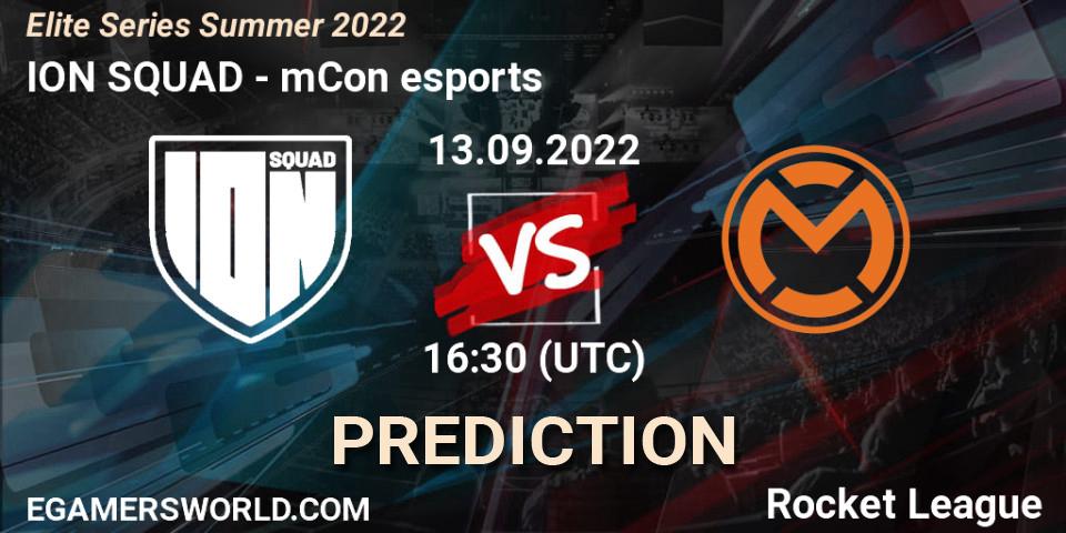 Pronóstico ION SQUAD - mCon esports. 13.09.2022 at 16:30, Rocket League, Elite Series Summer 2022