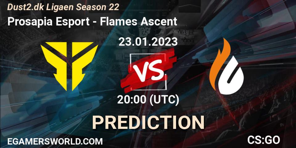 Pronóstico Prosapia Esport - Flames Ascent. 23.01.2023 at 20:00, Counter-Strike (CS2), Dust2.dk Ligaen Season 22