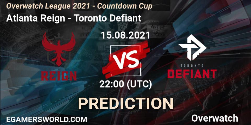 Pronóstico Atlanta Reign - Toronto Defiant. 15.08.21, Overwatch, Overwatch League 2021 - Countdown Cup